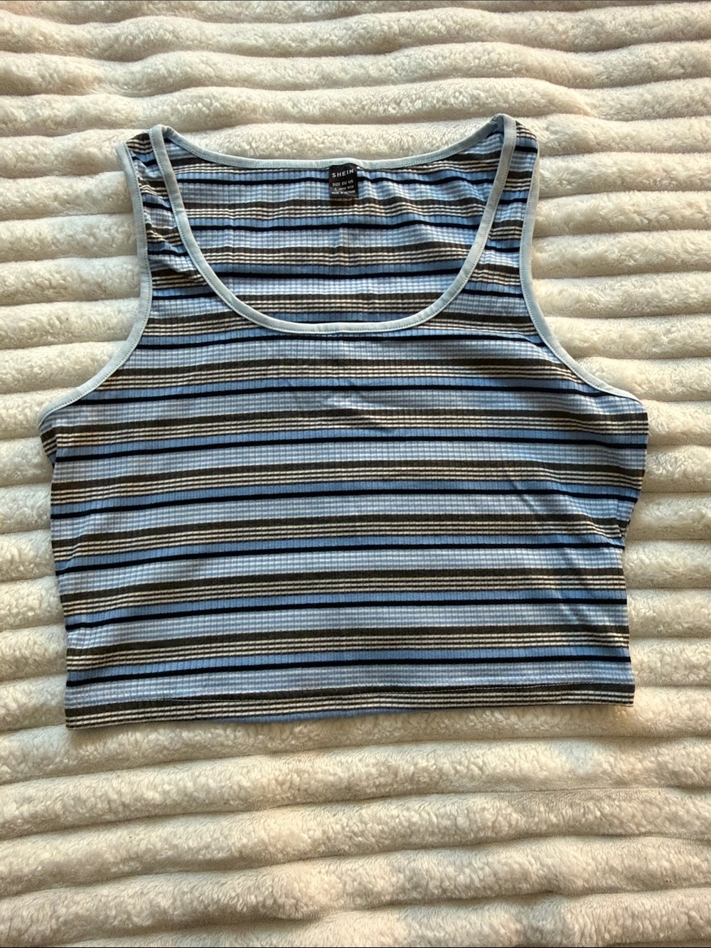 SHEIN Blue & Black Striped Ribbed Tank